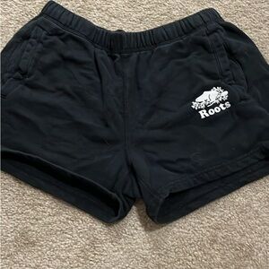 Roots Black Shorts with White Logo